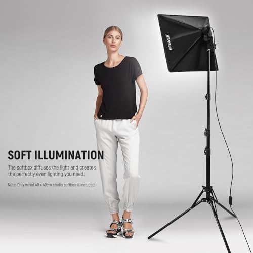 NEEWER 16x16in/40x40cm Softbox with E26 Porcelain Socket/Power Cord/White Diffuser/Stand Adapter, Durable Nylon Softbox Lighting Modifier for Studio Photography Lighting, SF4040 (US Plug) 40X40cm