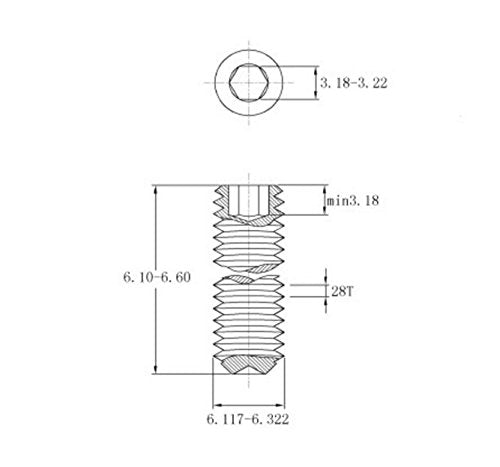 [Australia - AusPower] - 1/4-28 x 1/4 Inch Hex Drive Cup Point Grade 18-8 Stainless Steel Socket Set Screw 50 Pack 