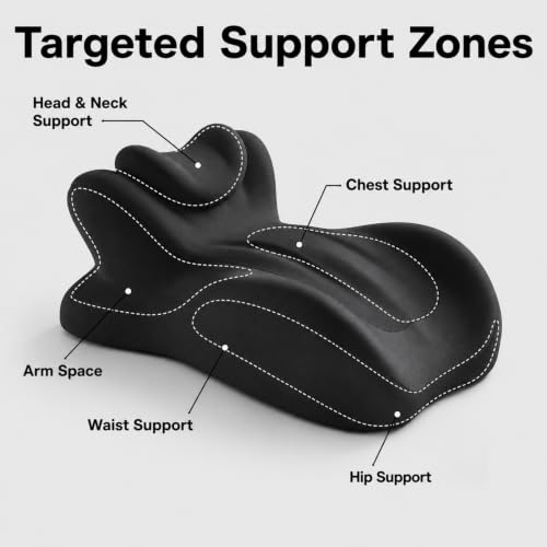 Black wedge support pillow with 27° memory foam for reading and bed rest, designed by TWEJMZU.