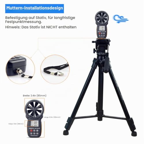 AIOMEST Bluetooth Anemometer Wind Meter with App, Portable Air Speed Meter AI-100APP with Data Logger, RLT System, Wind Gauge, Air Flow Meter, Carry Bag AI-100APP with Bluetooth app connection