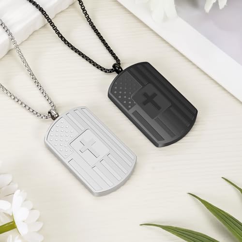 Dletay Cremation Necklace for Ashes Shield Urns Pendant Ashes Holder Stainless Steel Memorial Cremation Jewelry for Women Men Black