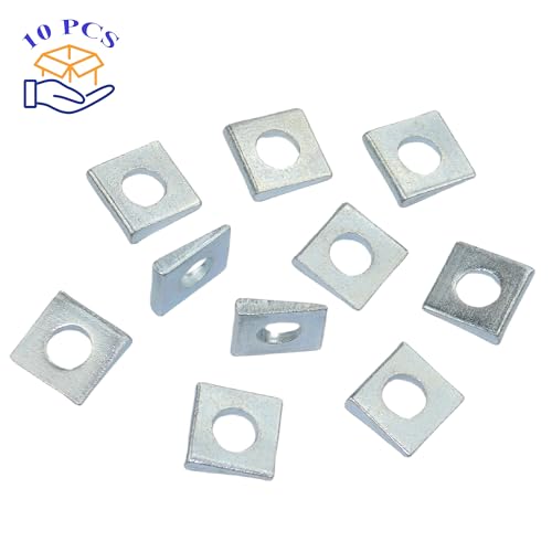 LXLVOUEG 1/2-inch galvanized beveled square steel washers, 10-piece set for channel steel shimming and leveling
