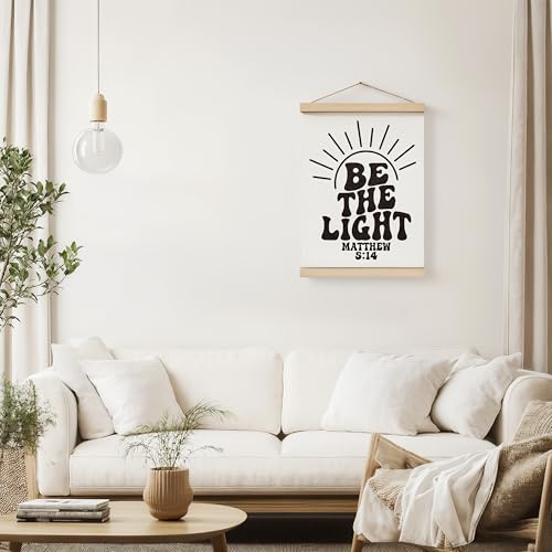 ZNGFON Christian Inspirational Wall Art Poster Hanger Frame 12x16,Christian Religious Scripture Bible Verses Wall Decor for Bedroom,Be The Light Positive Hanging Decorations Gifts Decor 08