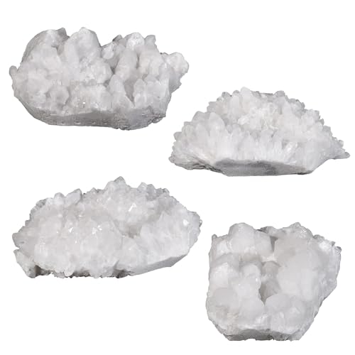 mookaitedecor Clear Quartz Crystal Cluster Geode Druzy Mineral Specimen 254-400g