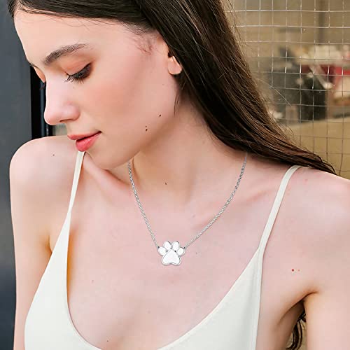 Dog Paw Print Cremation Jewellery for Ashes 925 Sterling Silver Pet Dog Urn Necklace for Ashes Keepsake Pendant Necklace Cat Memorial Gifts for Women Girls