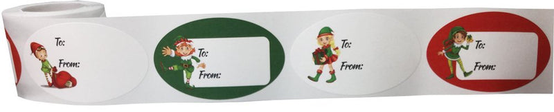 Elf Presents Gifts Tags Christmas Holiday to from Labels 1 1/2 x 2 1/2 Inch 100 Total Stickers
