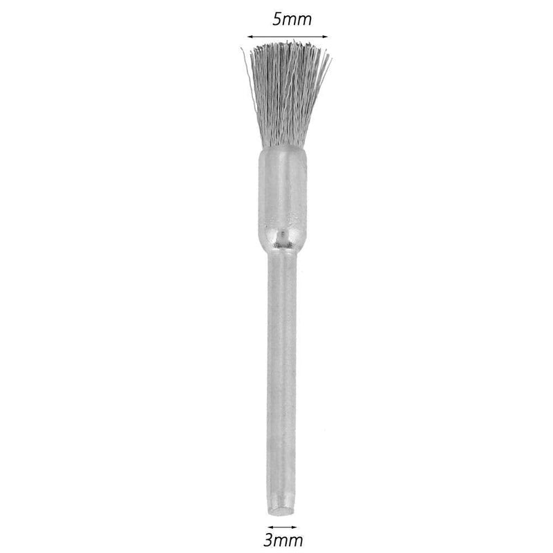 Steel Wire Brush 3 mm Diameter Shaft Mini Polishing Tool for Metal Wood Stone Surface Cleaning (15 Pieces (3 x 5 mm))) (3*5mm