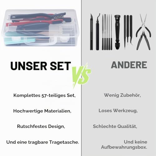 Pack of 56 Deburring 3D Printing Kit, 3D Printer Tool with Nozzle Cleaning Set, Carving Set, Deburring Tool, File Set, Cleaning Needles, Side Cutters, Small, Deburring Tool for Cleaning Maintenance 56 pieces
