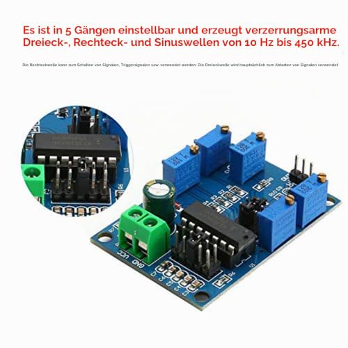 Signal Generator Module ICL8038 Medium Low Frequency Signal Source 10Hz-450KHz Triangle Rectangle Wave Triple Signal Generator Module with Dupont Cable