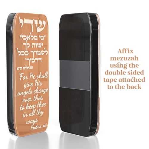 Car Mezuzah, Jewish Mezuzah for Auto with Travelers Prayer Without Scroll Engraved Blessing, Judaica Gifts, Jewish Gifts Yisrael, Made in Canada Plexiglass (1, Rose Gold) 1