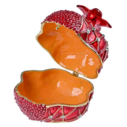FJ FENGZHIJIE pomegranate-shaped jewelry box with a 3.5-inch fruit figurine design, decorative jewelry storage container