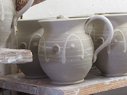Castle Arch Pottery Irish Pottery Coffee & Tea Mugs. Set of Two Hand-Thrown Cups 300ml with Celtic Spiral Motif - Handcrafted In Ireland - Lead & Cadmium Free, Irish Gifts For Men & Women Brown