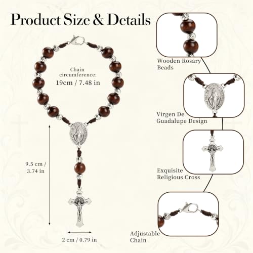 Steering Wheel Rosary Charm - Car Rosary Steering Wheel Charm wooden