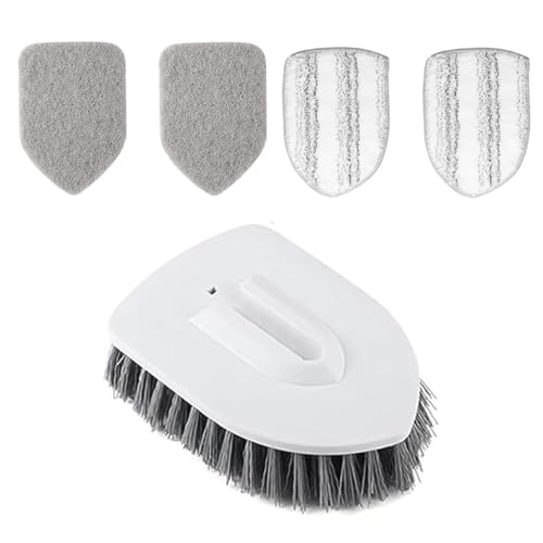 3 in 1 Tub Tile Scrubber Brush, with 133cm Adjustable Long Handle and 4 Detachable Replacement Brush Heads for Cleaning Bathroom Kitchen
