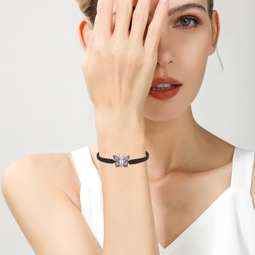 Butterfly Urn Bracelet for Ashes Braided Rope Adjustable Cremation Jewelry for Ashes for Dog Cat Keepsake Bangle Mini Funeral for Woman Men C