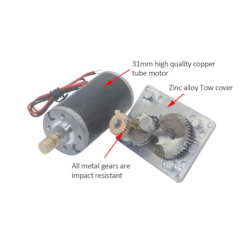 High Torque 12V Gear Motor, 8mm Shaft Low Noise Metal Electric Speed Reduction Motor for Curtain Machines Smart Devices