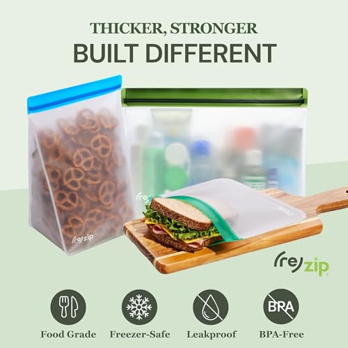 (re) zip Reusable Back to School Lunch Bags, Leakproof, 12-Piece Kit