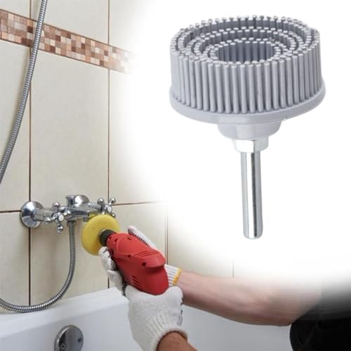 Bristle Disc with Connecting Rod, Drill Accessories for Metal Fine Processing Cleaning Polishing Grinding Deburring Removal of Rust Scratches (White 120#), Other Abrasives