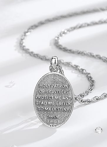 CELESTIA 925 Sterling Silver St. Michael/St. Christopher/St. Benedict/St. Gabriel/Virgin Mary/Jesus/Caravaca/Metatron/Seal of Seven Archangel Medals for Men Women Religious Gifts St. Christopher Oval