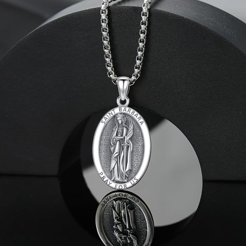 SIMONLY Goddess Necklace for Women 925 Sterling Silver Goddess Amulet Necklace Ancient Egypt Greek Mythology Jewelry 27-Saint Barbara