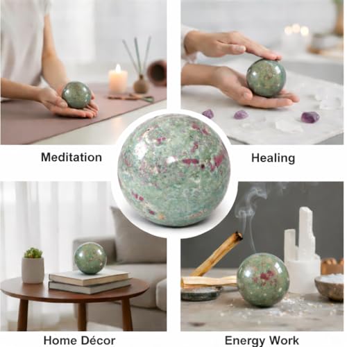 Jet Ruby Fuchsite Crystal Ball 50-55 mm – Natural Healing Gemstone Sphere for Energy Balancing, Meditation, Reiki, Home Décor & Positive Vibes