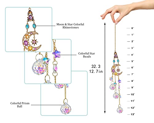 Crystal Wind Chimes Prisms, Glass Window Hanging Ornament Suncatcher Decor