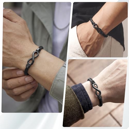 Dletay Urn Bracelet for Ashes Leather Infinity Cremation Bracelet for Men Women Memorial Ashes Keepsake