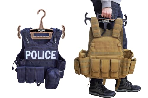 HICE - Titan Vest Hanger | Original Heavy Duty Plate Carrier & Body Armor Hanger | 200 lb Load Capacity | Durable High Impact Resin | for Police, Military, Scuba & Tactical Gear (Black) Black Set of 1