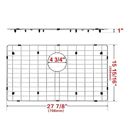 LQS Stainless Steel Sink Protectors, Kitchen Sinks Grid with Center Drain Hole for Single Bowl, Sink Protector, Kitchen Sinks Grate, Sink Bottom Grid (27 7/8" x 15 15/16") 27 7/8" x 15 15/16"
