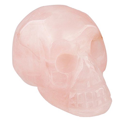 Rockcloud 1.5" Rose Quartz Crystal Stone Human Reiki Skull Figurine Statue 1.5" Pink