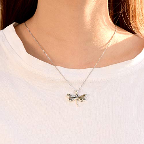 925 Sterling Silver Cremation Jewelry Dragonfly Butterfly Urn Necklace Hold Two Dual Ash Necklace for Loved Ones Cremains Keepsake Memorial Gift for Women dragonfly urn necklace