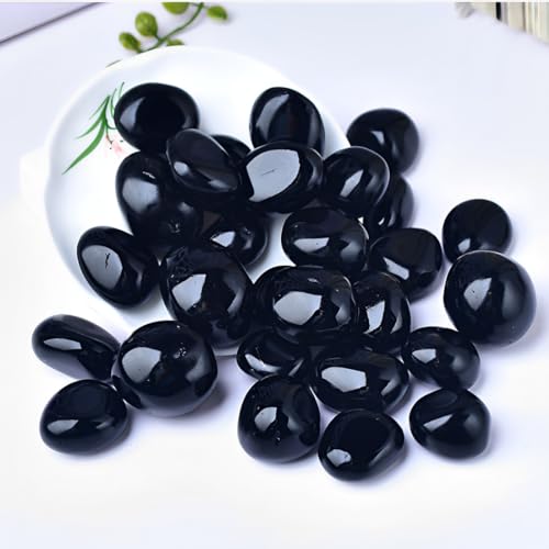12PCS Natural Black Obsidian Crystal Stone,Polished Stone Set,Black Stones Bulk,for Healing, Yoga,Reiki, Meditation, Witchcraft and Home Decor