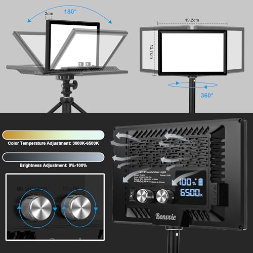 15W LED Video Lighting Kit, 9" Camera Light with 5000mAh Battery