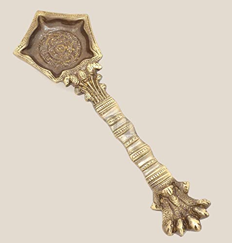 eSplanade Brass Panchmukhi Nag Head Pooja Diya | Home Decor | Oil Lamp, Deepak, Aarti Diya - Golden, 8.5" Inches