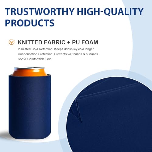 Dark blue Josake Scuba Foam Can Cooler Sleeve for 12oz cans, thermocooler bulk pack, lightweight and insulated.