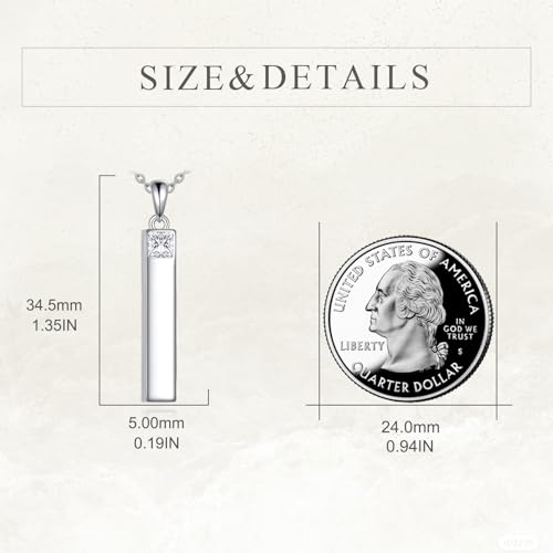 Bar Urn Necklaces for Ashes Sterling Silver Bar Cremation Jewelry for Ashes Memory Jewelry for Women Men April