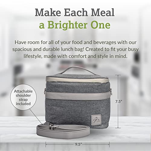 Bright Line Eating 6-Can Insulated Cooler Bag — PEVA Foam Lining Lunch Bag for Men & Women — Soft Cooler Bag w/Pockets & Removable Shoulder Strap — Travel Cooler Bag for Camping & Beach (Grey) Gray