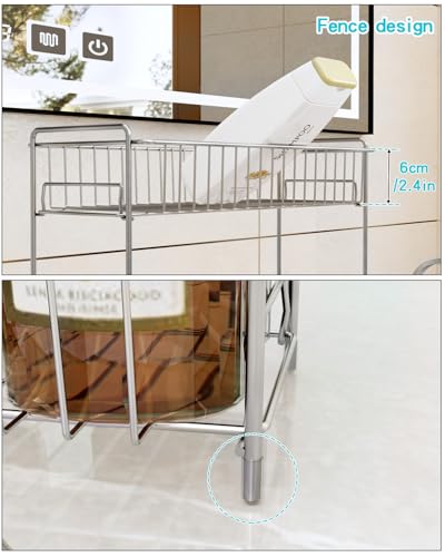 YQh 2-Tier Bathroom Storage Organizer Rack, Stainless Steel Shower Caddy, Counter and Vanity Shelf 2-Tier Storage Rack