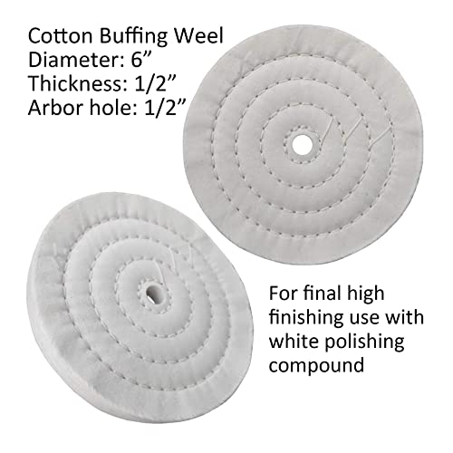 DazzyD PURUI 6-piece 6-inch stainless steel polishing buffing wheel kit with sisal, denim, cotton wheels and compounds