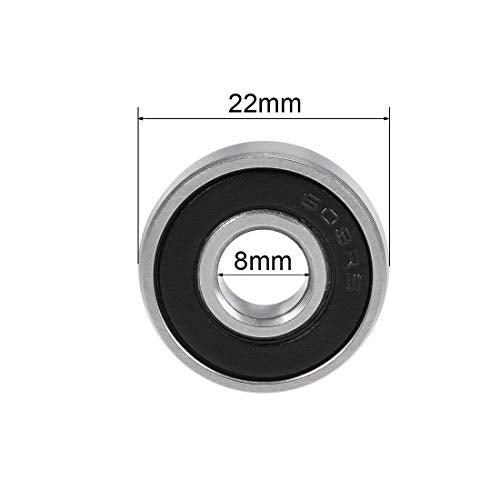 sourcing map 608-2RS Deep Groove Ball Bearings 8mm x 22mm x 7mm Double Sealed Chrome Steel Z2 10pcs 8x22x7mm