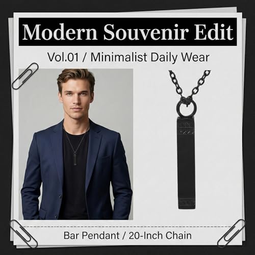 Urn Necklace For Men, Memorial Cremation Jewelry For Ashes, Black Bar Ash Pendants For Men Women With Tool and Black Velvet Bag
