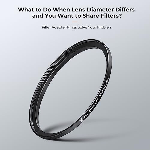 K&F CONCEPT 18 Pieces Filter Ring Adapter Set 18 pcs Step-Up/Down Rings (37-82mm)