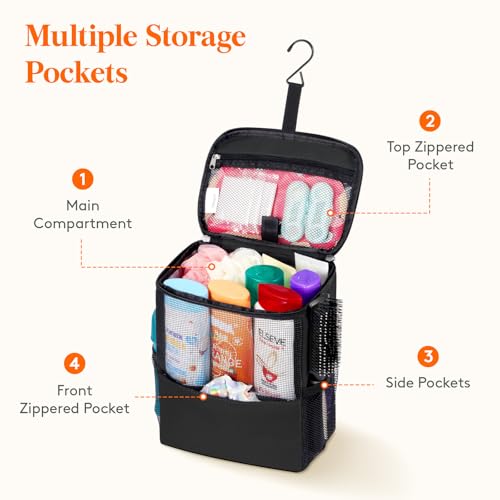 Lifewit Shower Bag Mesh Shower Caddy Portable College Dorm Room Essentials Tote Bag for Bathroom, Gym, Travel, Camping Quick Dry Hanging Shower Organizer Basket Toiletry Bag, Medium, Black (Pack of 2) M(8.3"L x 5.9"W x 9.8"H) (Pack of 2)