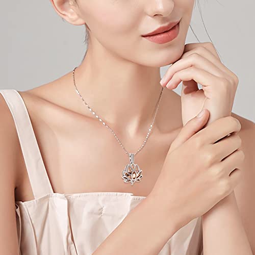 Imrsanl Cremation Jewelry for Ashes - Lotus Flower Ashes Pendant Necklace with Mini Keepsake Urn Memorial Ash Jewelry Rose Gold