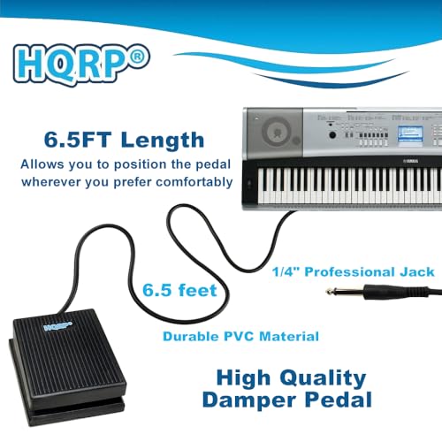 HQRP Sustain Pedal Foot Switch Style + HQRP AC Adapter Compatible with Yamaha YPG-235 YPG235 Keyboards