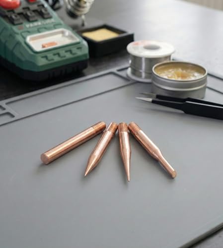 Soldering Tips Set of 4 - 99.99% Copper - M4 Thread | Conical, Pointed, Mini Wave - Compatible with Parkside, Lux, Niteo, ZD - Durable & Heat Resistant