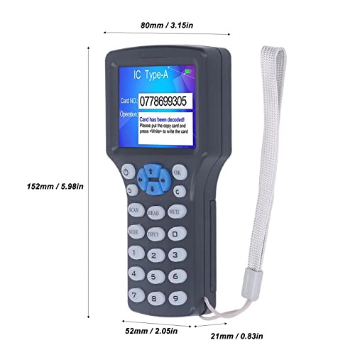 [Australia - AusPower] - NFC Card Reader Duplicator 2.8inch HD Full Color Screen Writer 10 Frequency Key Card with USB Port Supports ISO 14443 A Cards EM Cards AWID Cards 