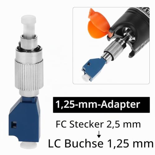 QWORK Fibre Optic Cable Tester 10mW 10KM Strong Laser Pointer Visual Troubleshooting - Compatible with 2.5 mm LC SC FC Includes 1.25 mm FC to LC Adapter