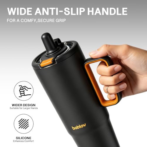 BABLOV 40oz Insulated Coffee Tumbler with Straw Travel Coffee Cup Foggy Tide