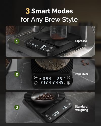 Maestri House S3 Pour Over Coffee Scale with Timer, 3kg/0.1g Black
